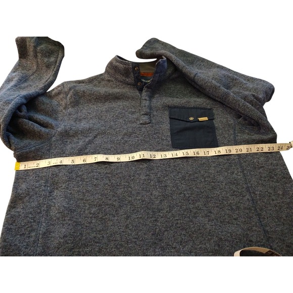 Woolrich Heather Blue Fleece Sweater Pullover‎ Front Pocket Mens Extra Large - Picture 7 of 8